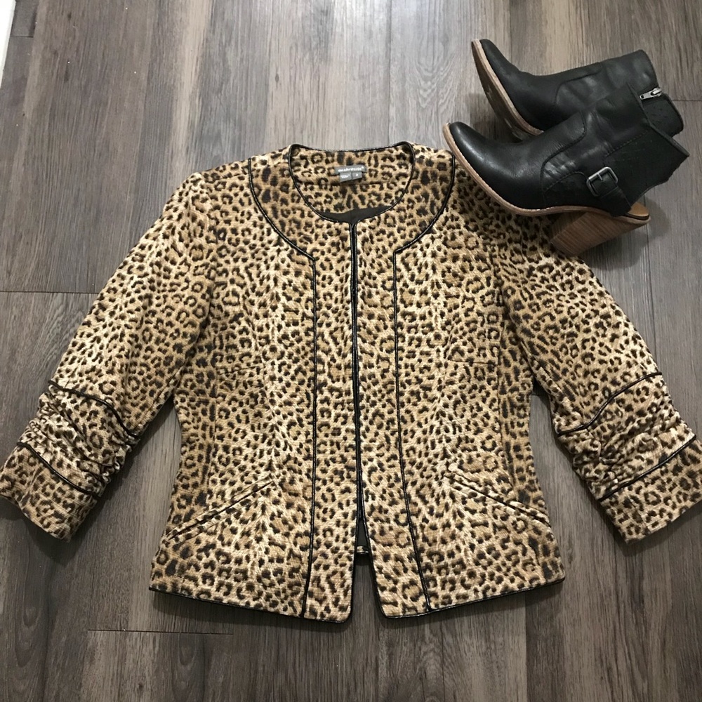 Anthracite by Muse Leopard blazer jacket Sz 2